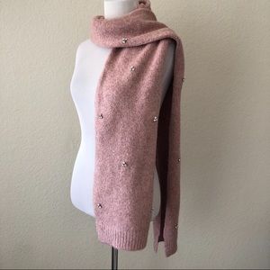 NEW soft surroundings knit sparkle scarf blush